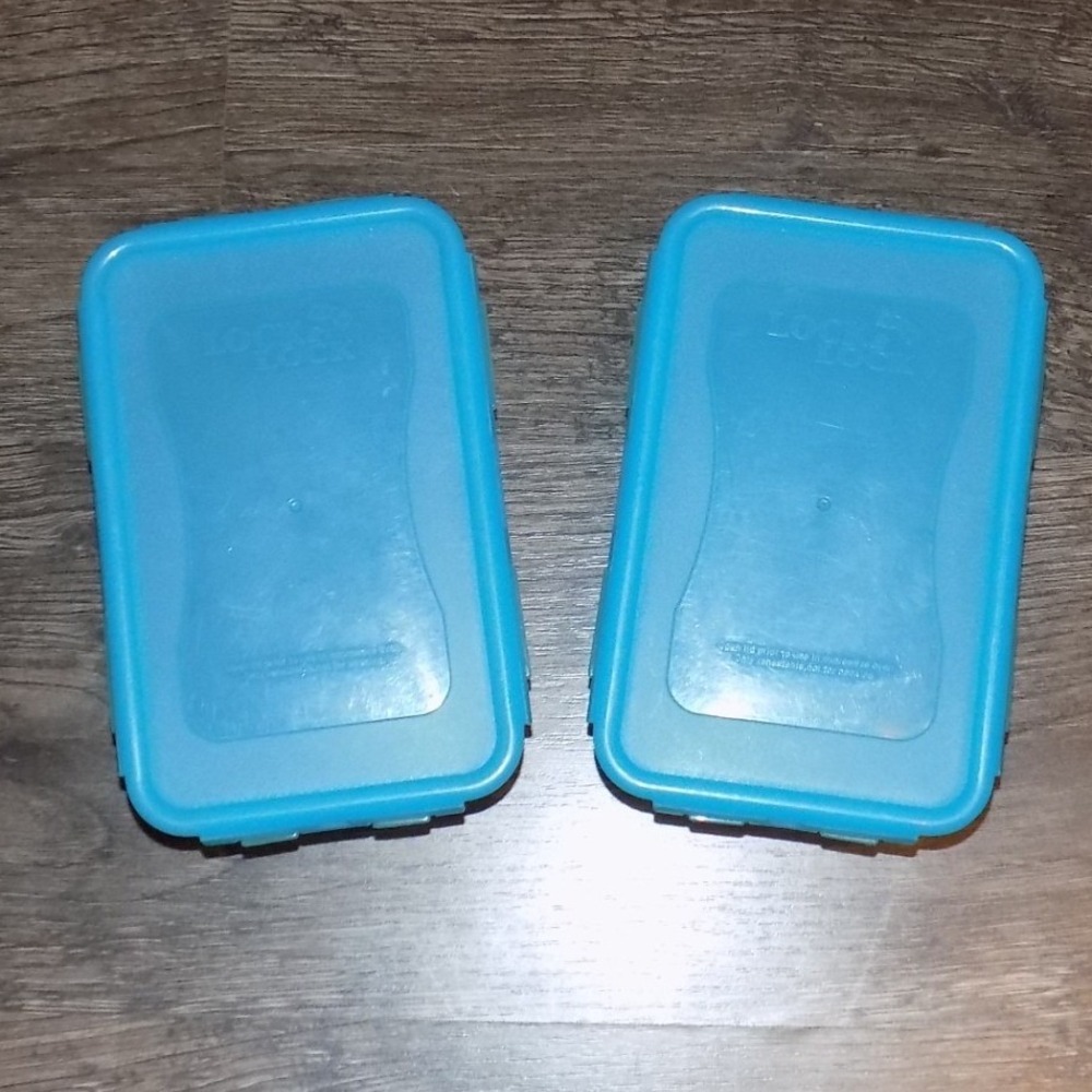 Lock & Lock Food Storage Containers 2pc 1L 34oz Blue Rectangular